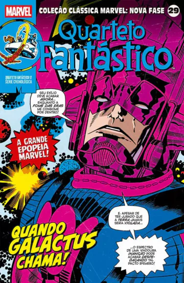 Capa de Coleção Clássica Marvel: Nova Fase Vol. 29 - Quarteto Fantástico 17 - Quando Galactus Chama!, Panini